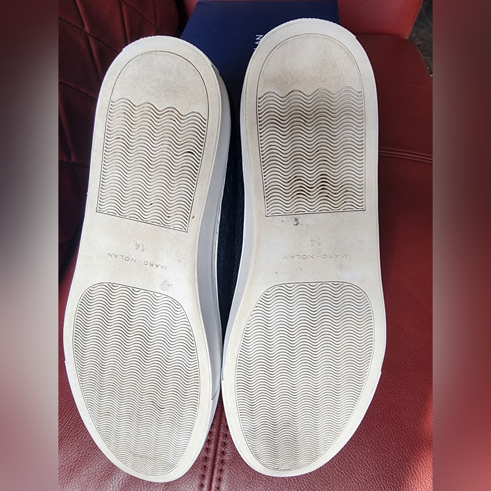 Marc Nolan Boardwalk Woven Calfskin Leather Bit Buckle Slip On Sneakers - Size14 - Picture 3 of 5